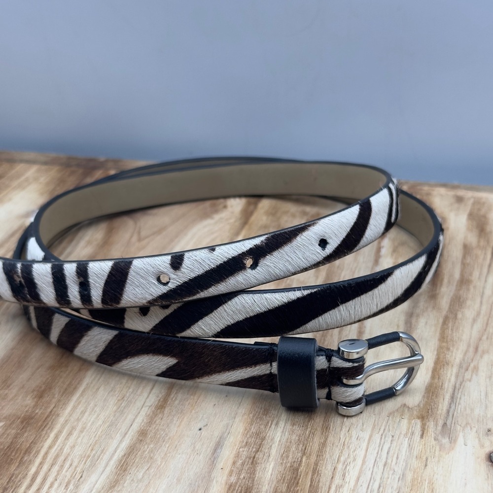 Talbots Belt Zebra Haircalf Skinny Y2K Large Animal Print Slim Accessory Vintage